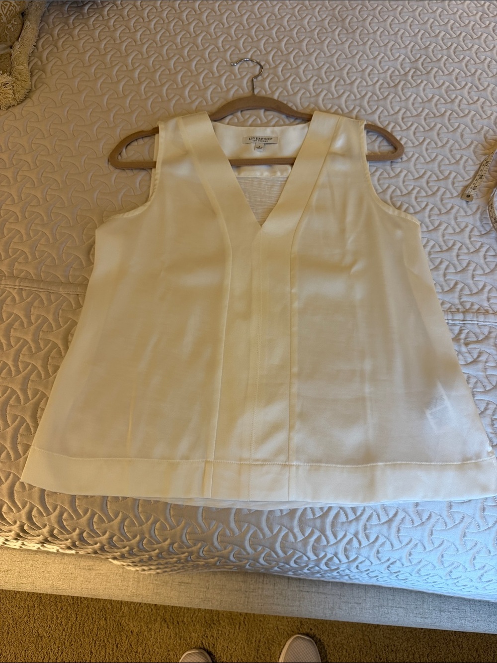 Liverpool Cream V-Neck Sleeveless Top